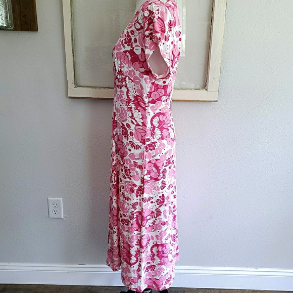 Garnet Hill V Neck Dress Size Large Short Sleeve - Picture 7 of 7